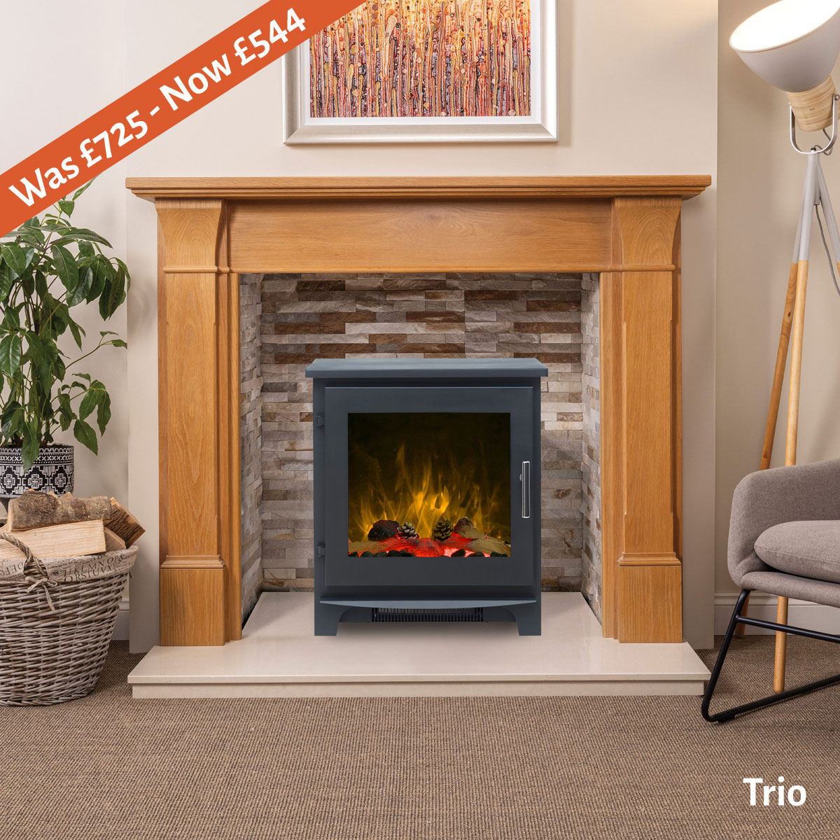 Flametek Trio Electric Fire Price Reduced